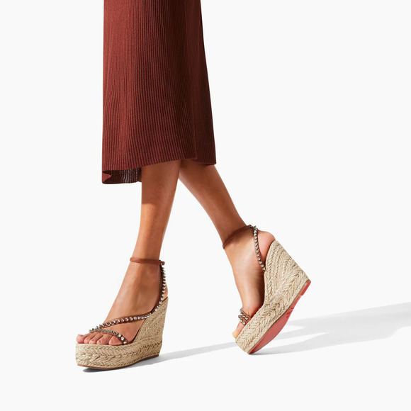 Christian Louboutin Mafaldina Zeppa 120 Brown Platform Wedge Sandal Heel Pump 39 - Picture 5 of 12